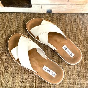 Steve Madden White Leather Percy Sandal